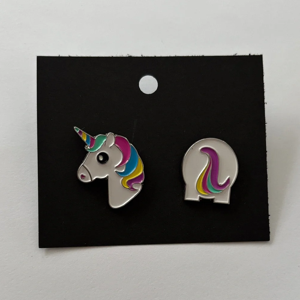 Hot Topic Heads & Tails Unicorn enamel pin lapel backpack trading pin set